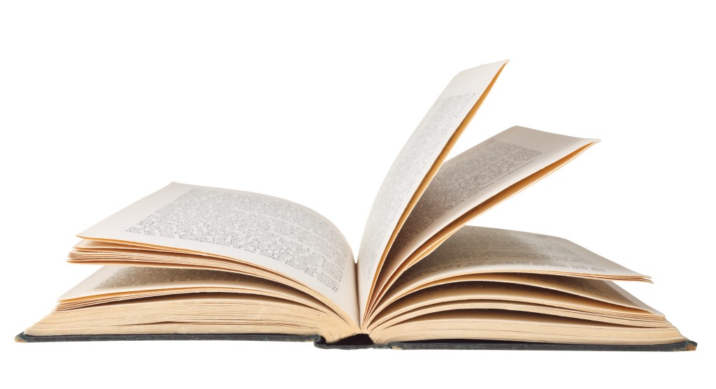 An open book isolated on white background /end