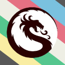 The black shadow of a curved dragon in a white circle, edited over the top of a straight, diagonal version of the disability pride flag. /end