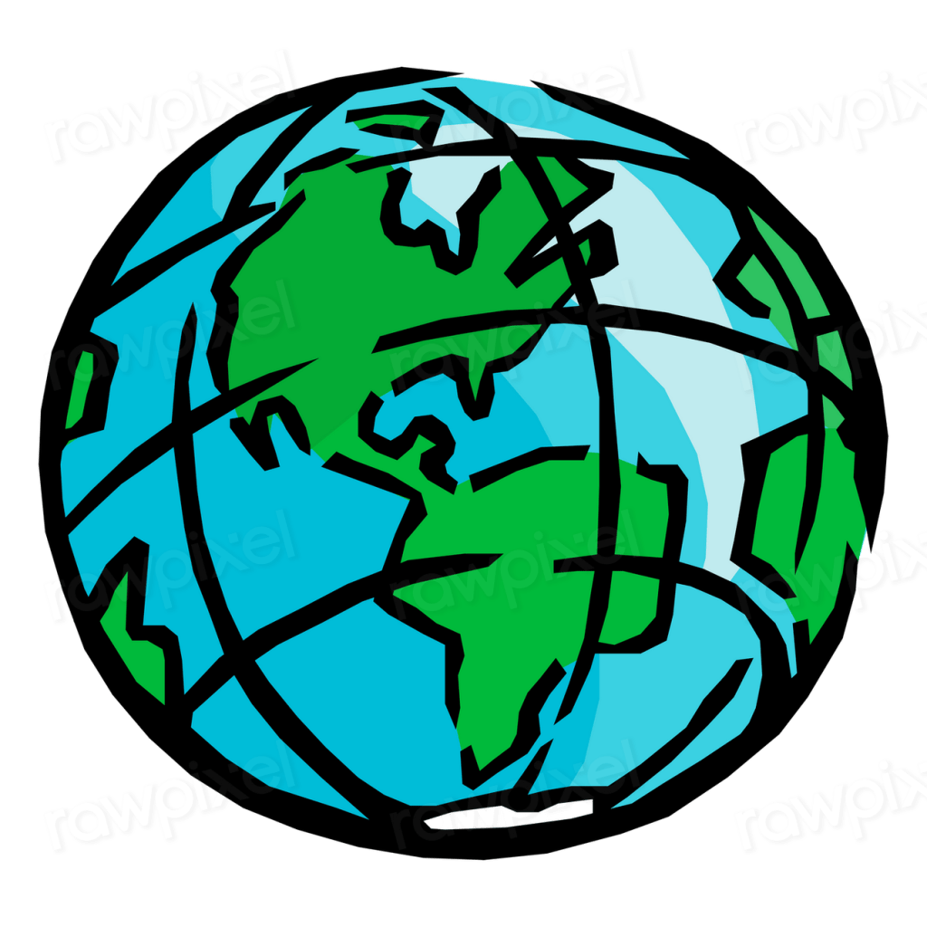 Cartoonish art depicting planet Earth. /end